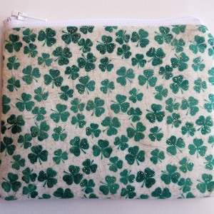 Monedero con forma de trébol irlandés, Día de San Patricio, Monedero, Monedero irlandés, Estuche pequeño con cremallera, Minicartera, Minimonedero, Purpurina, 4" x 5"