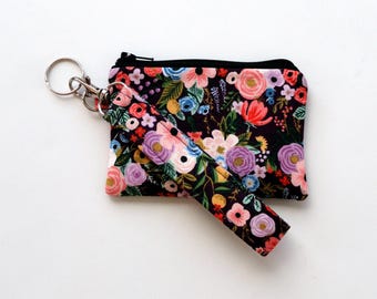 Rifle Paper Floral Wristlet Wallet for Women: ID Holder, Key Fob