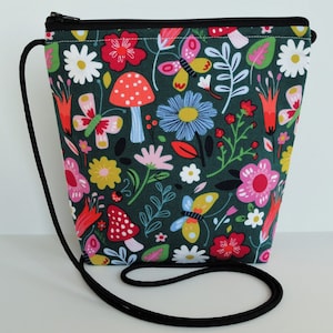 Floral Crossbody Phone Purse: Handmade Cotton Small Mushroom Bag