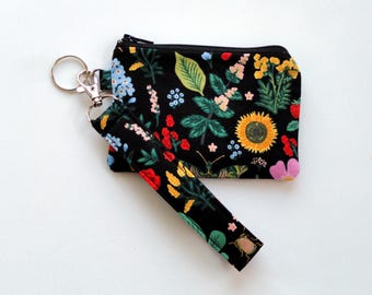 Rifle Paper Floral Wristlet Wallet for Women: ID Holder, Key Fob