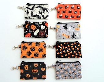 Halloween Zip Pouch: Spooky Mini Coin Purse with Clasp, Fabric Tiny Keychain Wallet