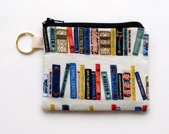 Rifle Paper Co. Book Fabric Coin Pouch:  Zipper Wallet with Key Ring Option