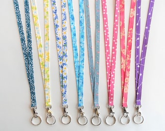 Thin Cotton Fabric Lanyard: Teacher, Nurse, ID Badge, Free Key Ring