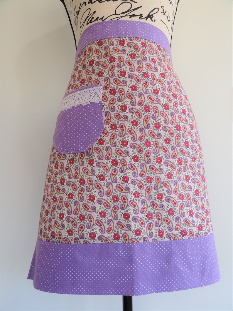 Retro Half Apron Floral Apron Vintage Style Apron Retro Apron Spring Flowers Baking Apron Pink Apron,Womens Half Lace Trimmed Apron