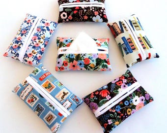 Rifle Paper Fabric Purse Tissue Holder: Travel Size Floral Print, Reusable