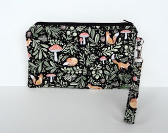 Woodland Fox Wristlet Purse,Rifle Paper Co,Cell Phone Clutch,Wallet Wristlet,Fox Purse,Key Fob,Zippered Clutch,Cute Fox Wristlet