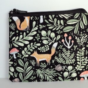 Monedero de tela de zorro, Rifle Paper Co., Monedero con cremallera Woodland, Monedero, Monedero de tela con cremallera, Tarjetero, Minicartera, 10 x 12,7 cm