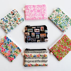 Rifle Paper Co. Floral Coin Pouch: Zippered Key Ring Mini Wallet