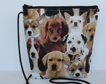 Ladies Dog Charm Faux Leather Cross Body Studded Shoulder Bag Handbag KT2160 