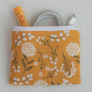 Mustard Yellow Dandelion Zipper Pouch,Floral Pencil Pouch,Floral Makeup Bag,Cosmetic Bag,Coin Purse,Wallet,Purse Organizer,Journal Pen Pouch image 5