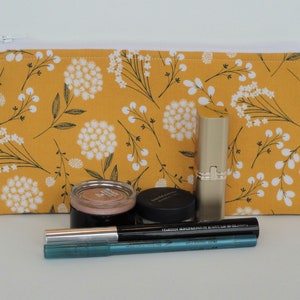 Mustard Yellow Dandelion Zipper Pouch,Floral Pencil Pouch,Floral Makeup Bag,Cosmetic Bag,Coin Purse,Wallet,Purse Organizer,Journal Pen Pouch image 2