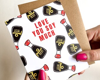 Funny Anniversary Card - Love You Soy Much Pun Card