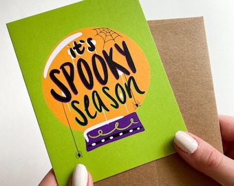 Halloween Card It's Spooky Season Cute Crystal Ball Card for Halloween