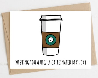 Cartão de aniversário de café Cartão de feliz aniversário Cartão de amante de café para aniversário Primeiro aniversário Cartão de aniversário para amigo Cartão de aniversário de café engraçado