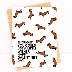 Little Wiener Galentine's Day Card Valentines Card Funny Card For Friend Cute Card for Best Friend for BFF Card Valentines