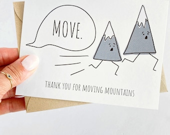 Move Mountains Thank You Card Cute Thank You Card for Friend Appreciation Card