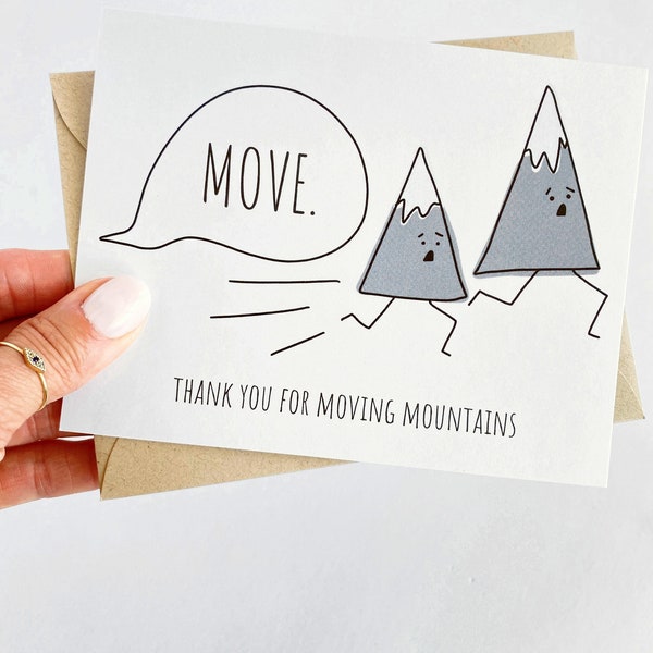 Move Mountains Thank You Card Cute Thank You Card for Friend Appreciation Card