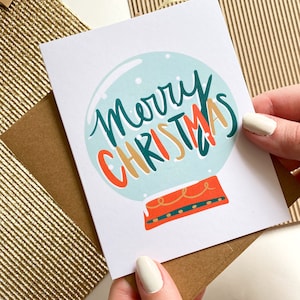 Merry Christmas Snow Globe Card Cute Christmas Card