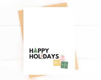 Happy Holidays Modern Season's Greetings Card Custom Bulk Christmas Cards Corporate Gifting Holiday Cards Options Available