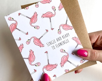 Funny Breakup Card Single Ready to Flamingle