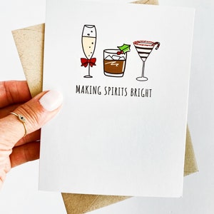 Making Spirits Bright Card Holiday Card Funny Christmas Card Funny Holiday Card Christmas Cocktails Holiday Drink Christmas Cards Funny Card