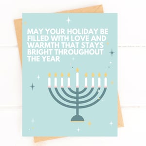 Amour et chaleur toute l'année Carte menorah de Hanoucca Cartes de Hanoukka personnalisées en gros Cadeaux d'entreprise Cartes de vœux disponibles