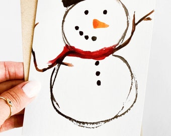 Snowman Christmas Card Set, Holiday Gifting (Blank Inside)