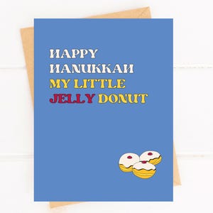 Jolie carte de Hanoucca Jelly Donut pour des vacances romantiques en couple