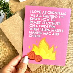 栗の焼き方を知っていますか？面白いクリスマスカード、ホリデーカード、季節のご挨拶