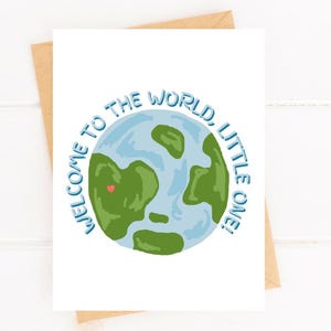 Tarjeta de bienvenida al mundo para bebé recién nacido para baby shower o nacimiento