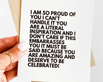 Estoy tan orgulloso de ti que no puedo soportarlo Tarjeta de felicitación de aliento