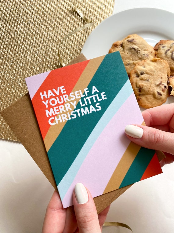 Weihnachtskarte 'Merry Little Christmas' – A6, Mit Goldfolie, Blanko Innen, Inkl. Umschlag