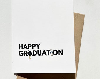 Happy Graduation Hat and Diploma Icons Card for Grad