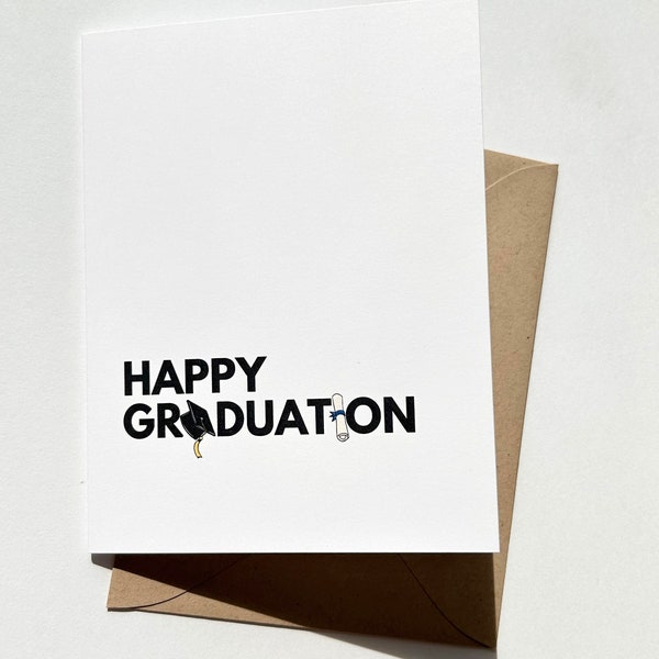 Happy Graduation Hat and Diploma Icons Card for Grad