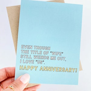 Tarjeta de aniversario divertida de la esposa I Love Us Card