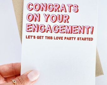 Felicitaciones por tu tarjeta de compromiso, fiesta de amor