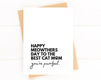 Cat Mom Mother's Day Card Cat Mom Card Funny Mother's Day Card