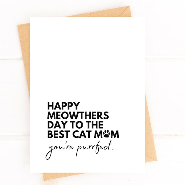 Cat Mom Mother's Day Card Cat Mom Card Funny Mother's Day Card