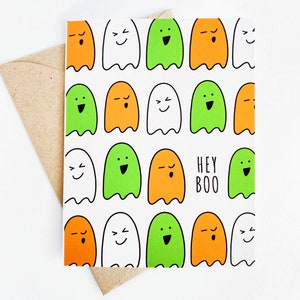 Cute Halloween Card Hey Boo Ghost Card