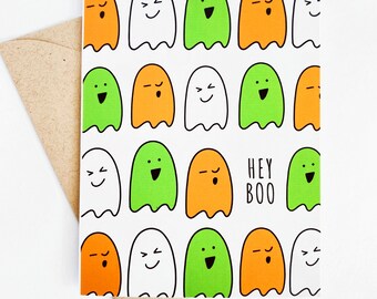 Leuke Halloween-kaart Hey Boo Ghost-kaart
