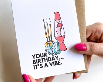 Funny 'It's a Vibe' Birthday Card with Lava Lamp
