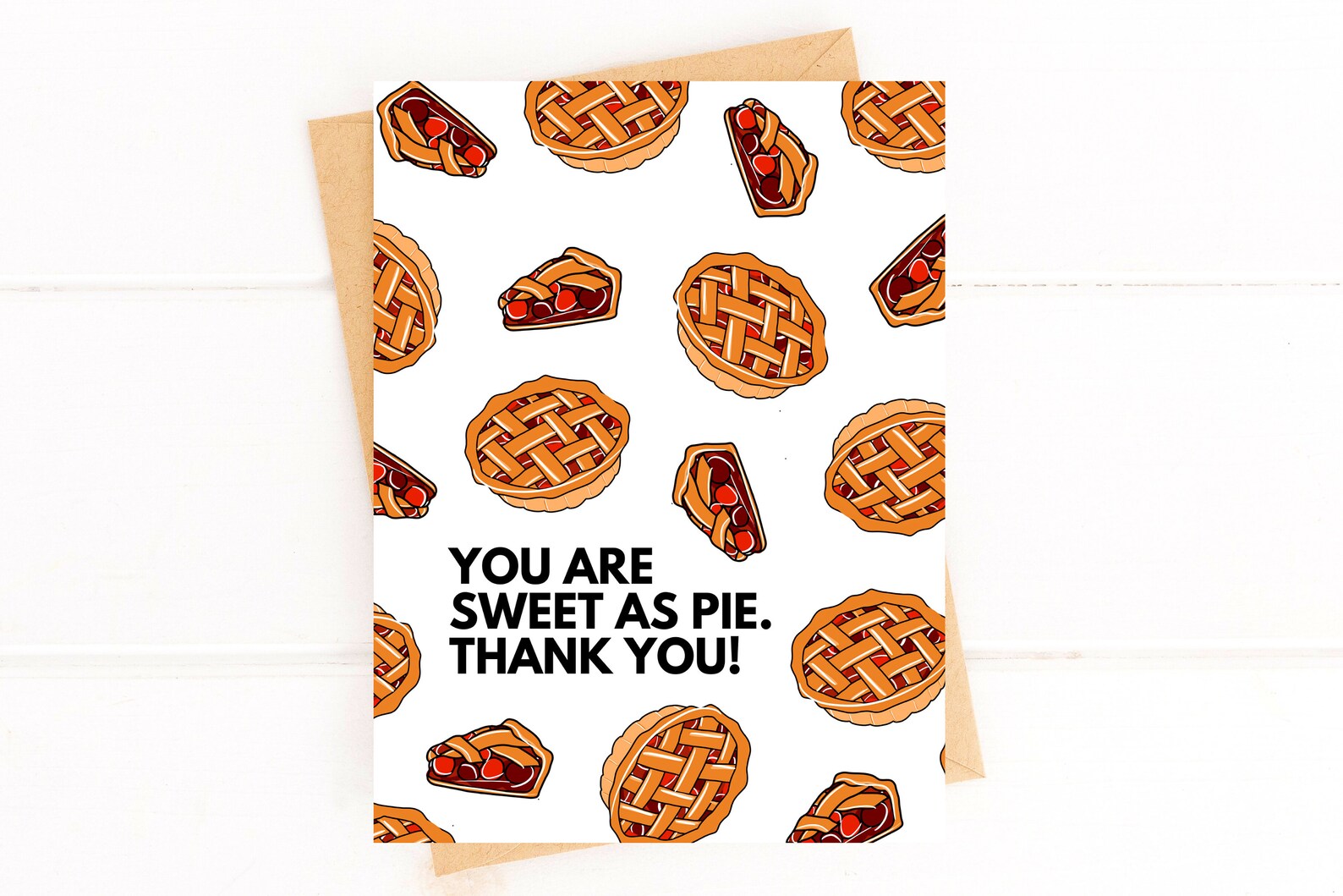 You Are Sweet as Pie Thank You Card Cute Thank You Card for Etsy