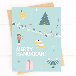 Carte Joyeux Hanoukka pour Hanoukka et Noël Cartes de Noël personnalisées en gros Cadeaux d'entreprise Options de cartes de vœux disponibles