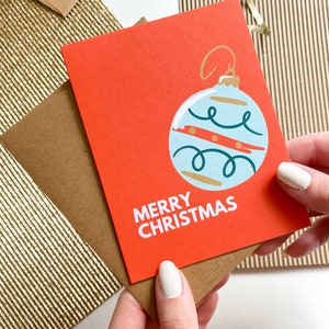 Merry Christmas Contemporary Christmas Ornament Card Simple Christmas Card