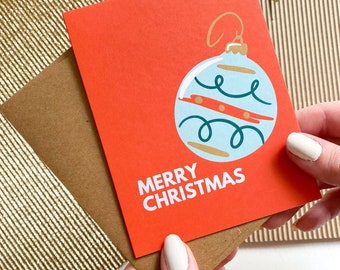 Merry Christmas Contemporary Christmas Ornament Card Simple Christmas Card