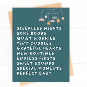 Carte Nuits blanches, douce nouvelle maman, baby shower