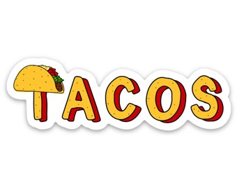 Calcomanía de vinilo para portátil o botella de agua con texto "Taco Lover"