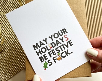Que tus vacaciones sean muy festivas Tarjeta navideña divertida Tarjeta navideña