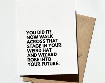 Raar hoed en gewaad afstudeerkaart Grappige afstudeerkaart Grad Card