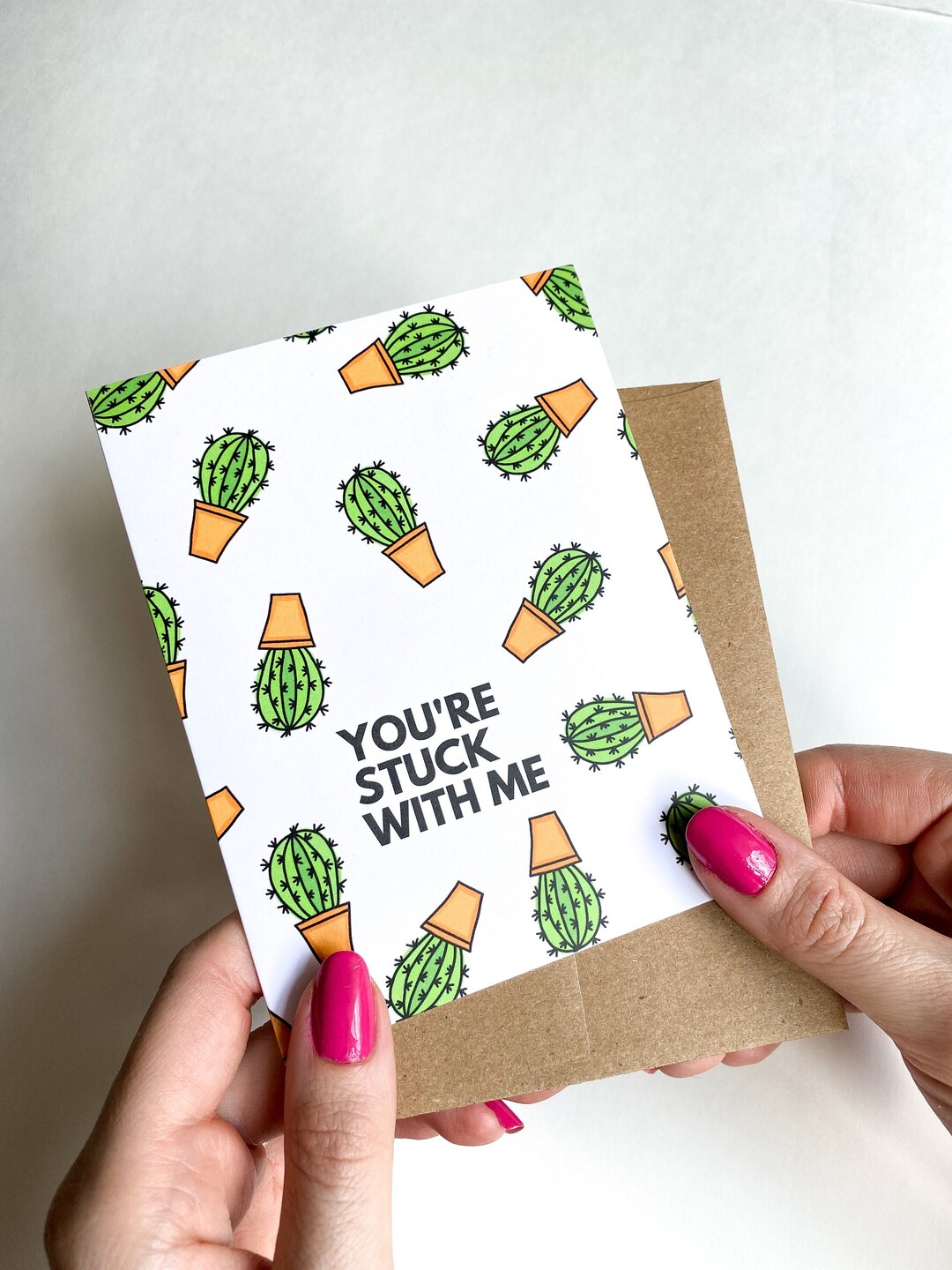Funny Valentine's Day Cactus Card - Stuck With Me - Etsy